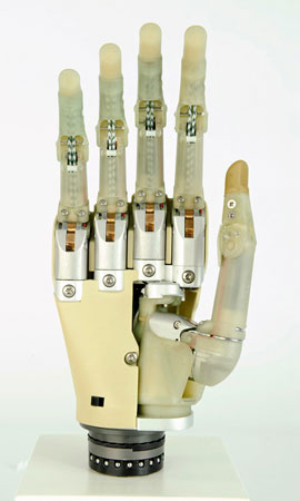 The i-limb bionic prosthetic hand displayed at Super Human Wellcome Collection