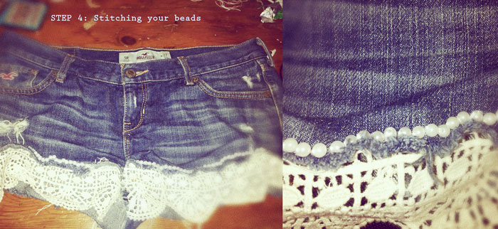 DIY Shorts - embellish shorts with beads