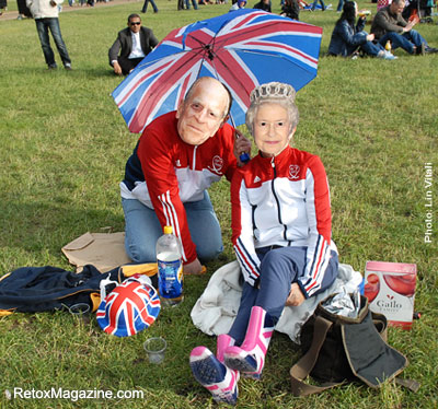 Queen's Diamond Jubilee - well wishers wearing novelty masks
