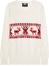 Funky reindeer sequined merino wool sweater by Markus Lupfer available at Net A Porter