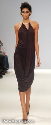 Nadine Merabi – House of Evolution AW12 catwalk, London Fashion Week – outfit 1, front view.