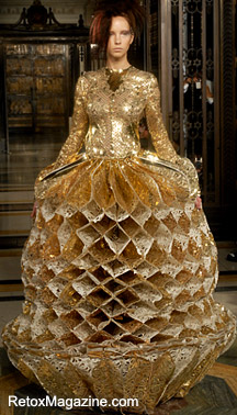 London Fashion Week - Inbar Spector's SS12 collection - gold dress