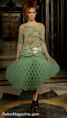 London Fashion Week - Inbar Spector's SS12 collection - green dress