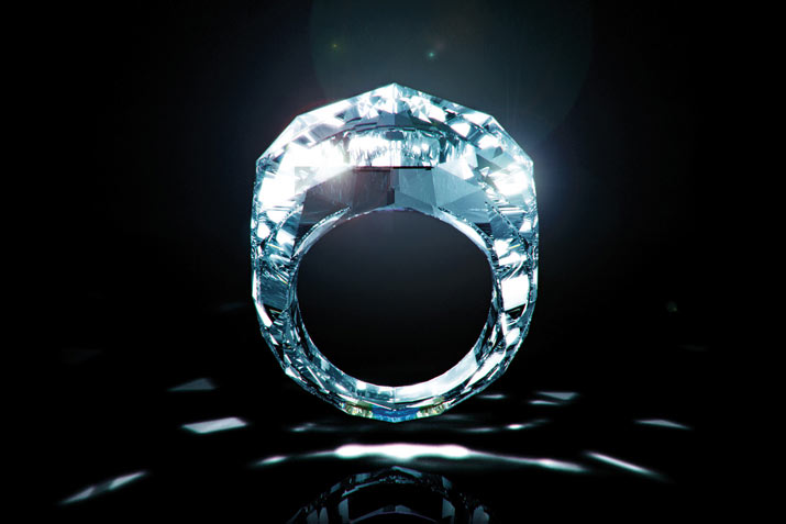 A close up image of the famous all-diamond ring by Shawish jewellers
