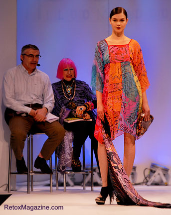 Designer Zandra Rhodes showcases her designs on catwalk