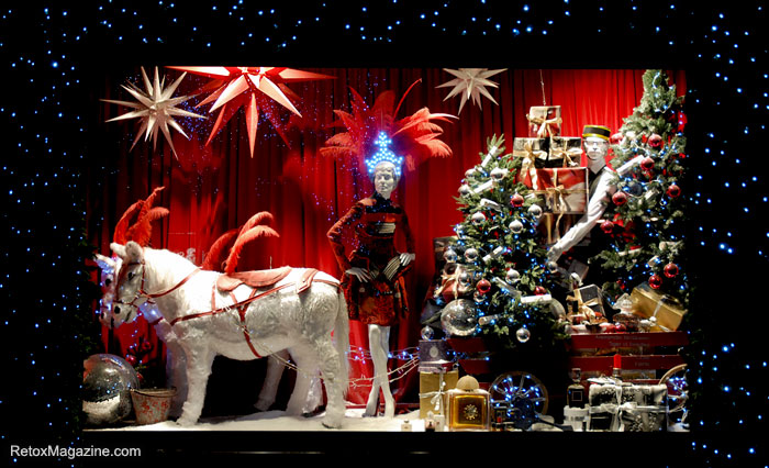Selfridges Christmas window - cartload of presents