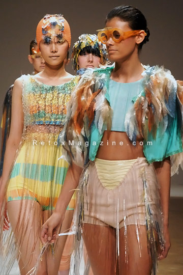 Blow Presents fashion designer Jane Bowler. Collection showcased during London Fashion Week at Vauxhall Fashion Scout. Finale.
