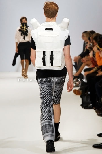 Ones To Watch, menswear collection by KYE, London Fashion Week, Vauxhall Fashion Scout, outfit10, back view.