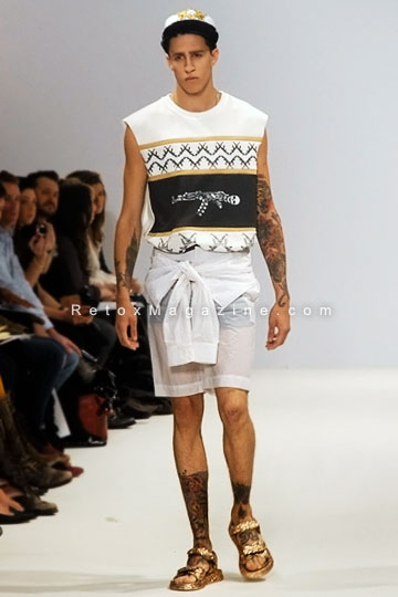 Ones To Watch, menswear collection by KYE, London Fashion Week, Vauxhall Fashion Scout, outfit12, front view.