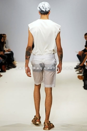 Ones To Watch, menswear collection by KYE, London Fashion Week, Vauxhall Fashion Scout, outfit12, back view.