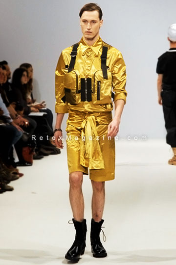 Ones To Watch, menswear collection by KYE, London Fashion Week, Vauxhall Fashion Scout, outfit6, front view.