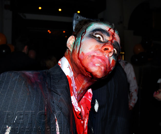 Zombie with knife in the head - Halloween zombie walk in London, photo 23